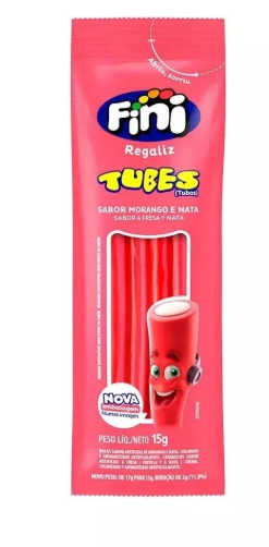 Bala de Gelatina Tubes Morango Fini 15g